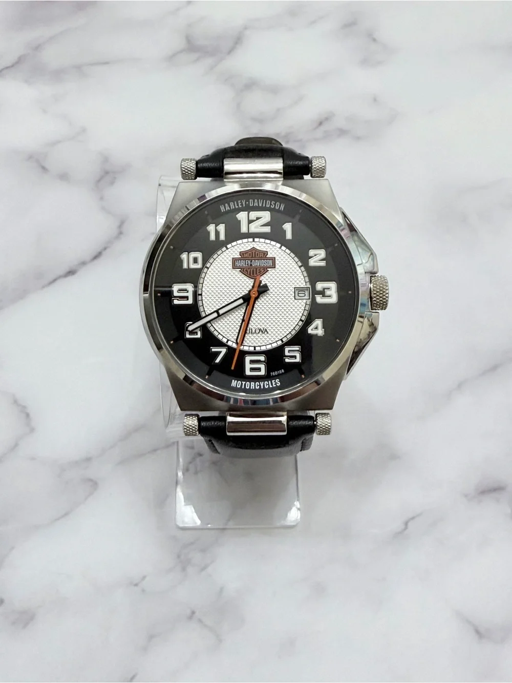 Bulova Harley-Davidson Men's Watch 43mm Stainless Steel Leather Strap 76B156